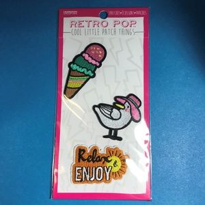 Set of 3 Ice Cream Cone Seagull Sun Iron on Patch